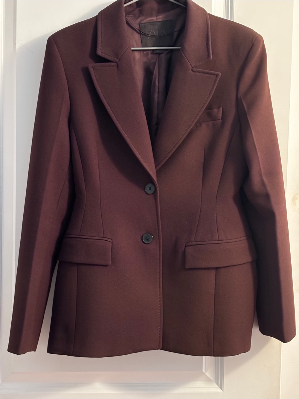 Zara Brown Fitted Hourglass Jacket, S $170